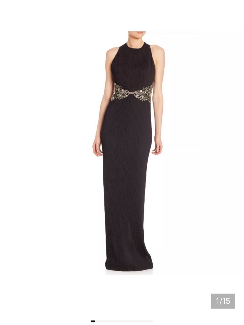 NWT Badgely Mischka black maxi beaded gown
